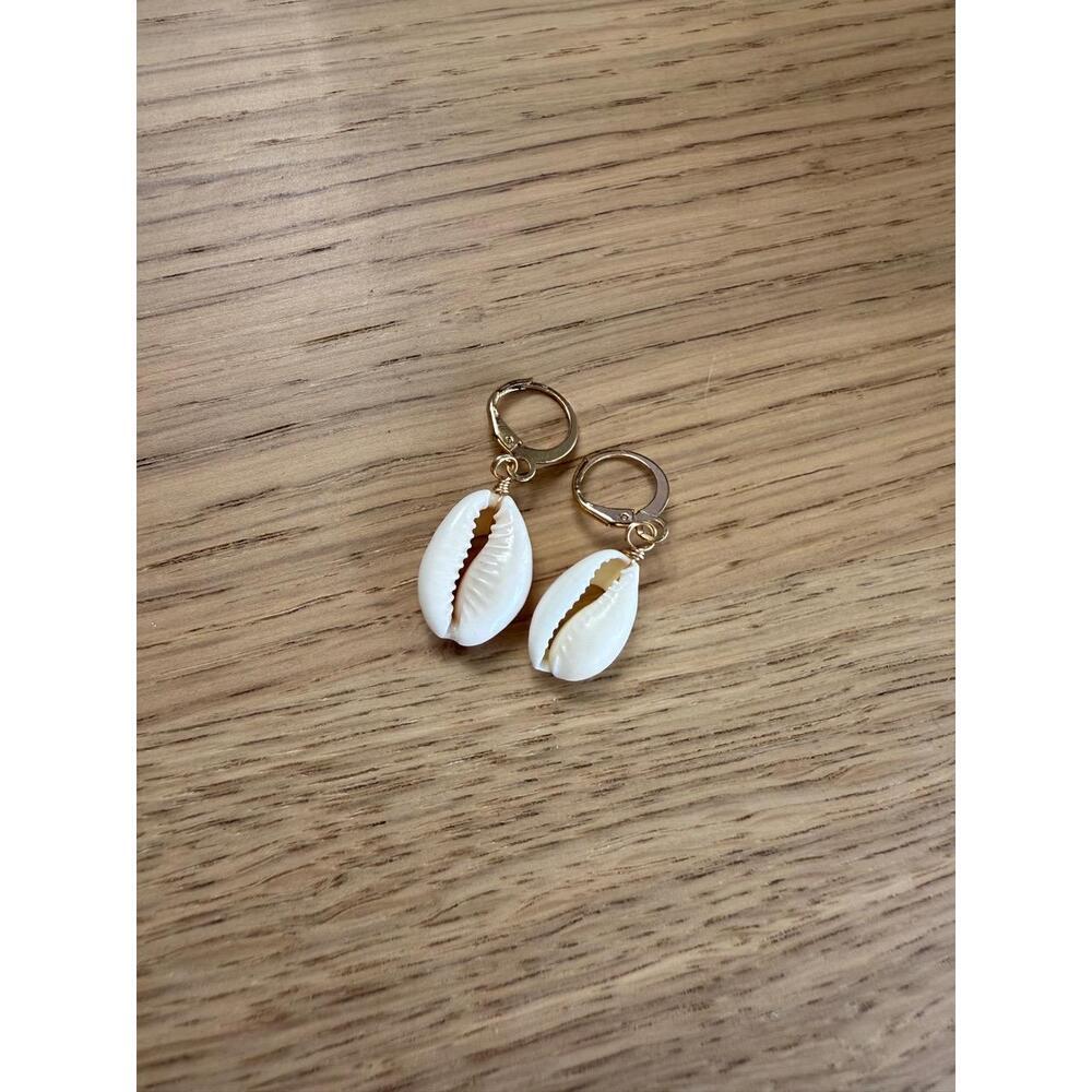 Cowrie Shell Hoop Earrings